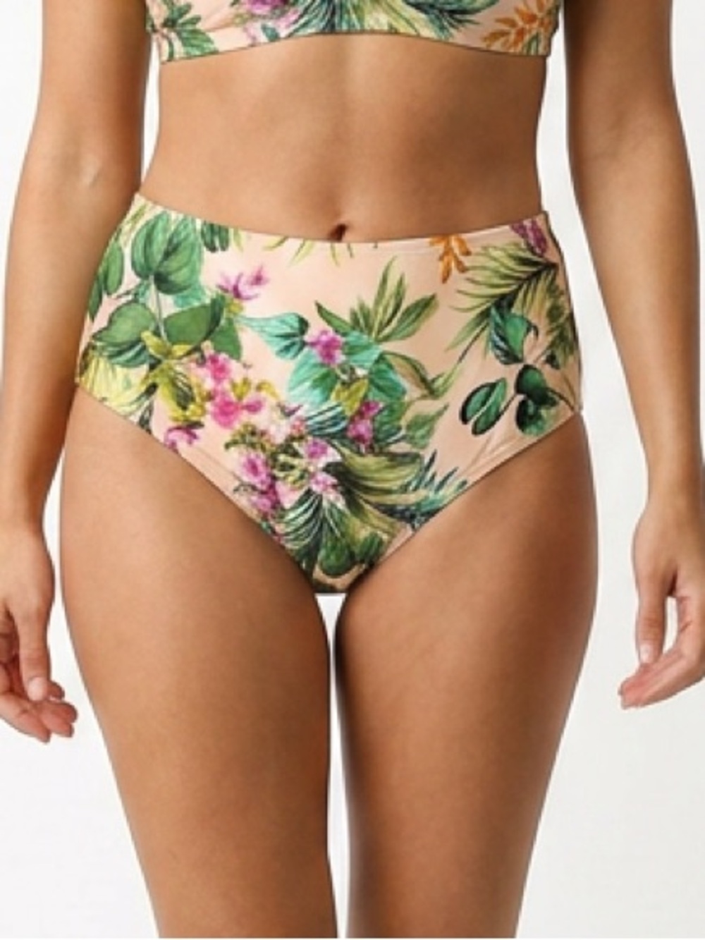 Kona Sol Women's High Waist Tropical Bikini Bottoms‎ Size L Multicolor